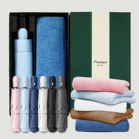라이트핏 초경량 3단자동 암막양우산+보송보송데일리 순면타올155g 우산타올 선물세트