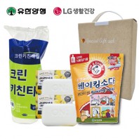 스위트홈세트9호 (크린키친타올+LG온더바디비누2개+암앤해머베이킹소다500g)4종(손잡이고급케이스)