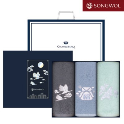 송월타올 달보드레 전통 자개(130g) 자수 3P세트