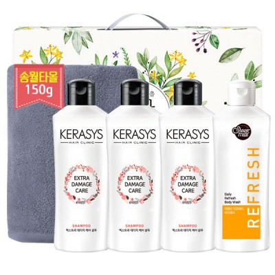 송월 타올150g 애경케라시스샴푸180용기3P 샤워메이트(5종)