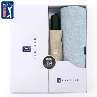 PGA 3단 완전자동 암막 세이프티 우양산+200g코마사타올세트