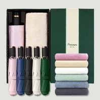 라이트핏 블랙골드그립 3단수동 암막양우산+송월타올라이트무지130g 우산타올 선물세트