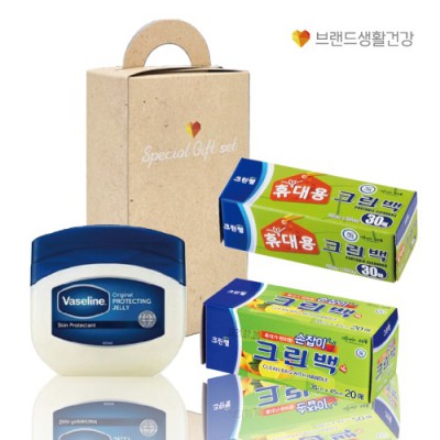 크린랩 브생건331호(휴대용30매 크린백+손잡이20매 위생백+바세린 젤리)