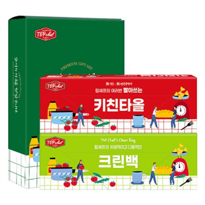 (종이케이스)탑셰프 빨아쓰는키친타올 크린백(2종)