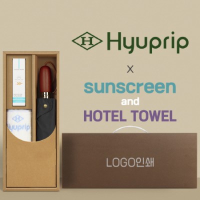 협립 3단60엔티크 고밀도 완전자동우산 +선크림+협립눈꽃타월타월-세트