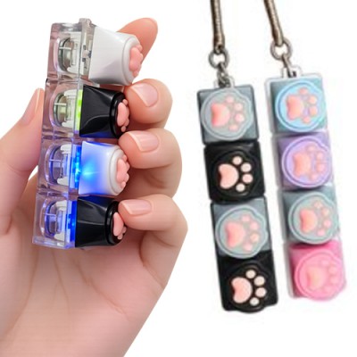 야옹이 딸깍이 불빛 LED 키링 키캡 열쇠고리 K2658