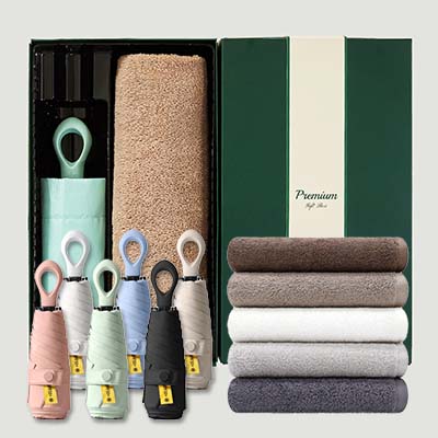 라이트핏 O링손잡이 5단 암막양우산+송월뉴컬러무지150g 우산타올 선물세트