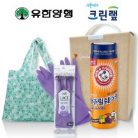 친환경스위트홈세트70호(암앤해머내츄럴쉐이커베이킹소다+크린랩레이스고무장갑+특대형접이식시장가방)