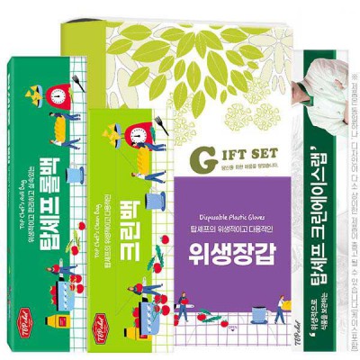 탑셰프 롤백100매 크린백 랩20m 정사각위생장갑(4종)