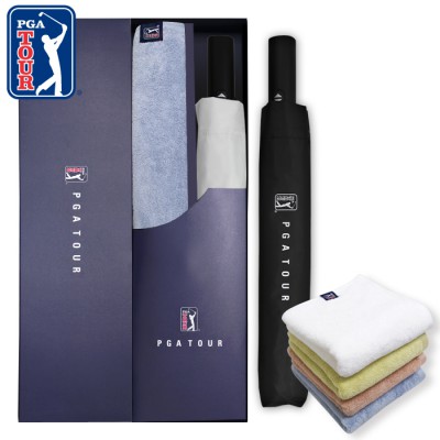 PGA 2단완전자동 암막 우양산+180g 모달 면사타올 세트