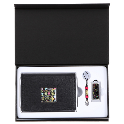 한글자개소가죽명함지갑+한글자모음자개USB(8GB~64GB)