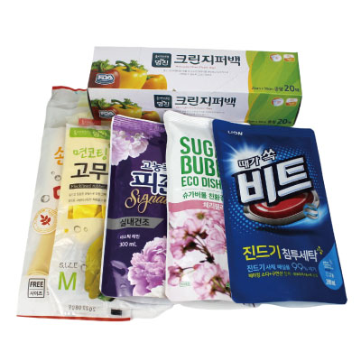 단미니고무장갑+면코팅고무장갑+피죤+슈가버블주방세제+비트세탁세제+크린지퍼백